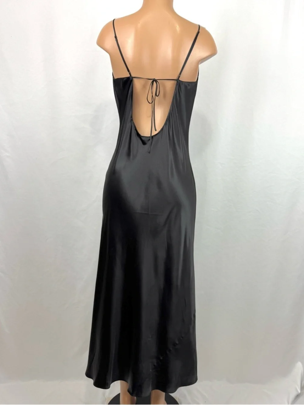 Y2K Victoria's Secret Silk Black Draped Bias Cut Vintage Maxi Gown Slip Dress L